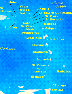 Map of Windward and Leeward Islands