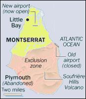 Montserrat Volcano Exclusion Zone Map