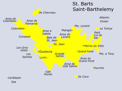 St. Barts Map Saint Barthélémy